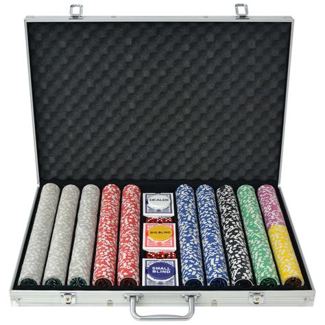 1000 Fichas De Poker Caso De Madeira
