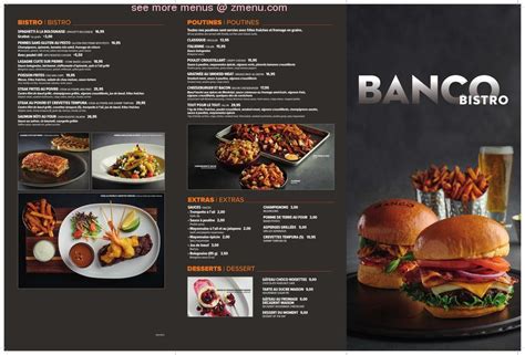 Banco Bistro Casino Lac Leamy Menu