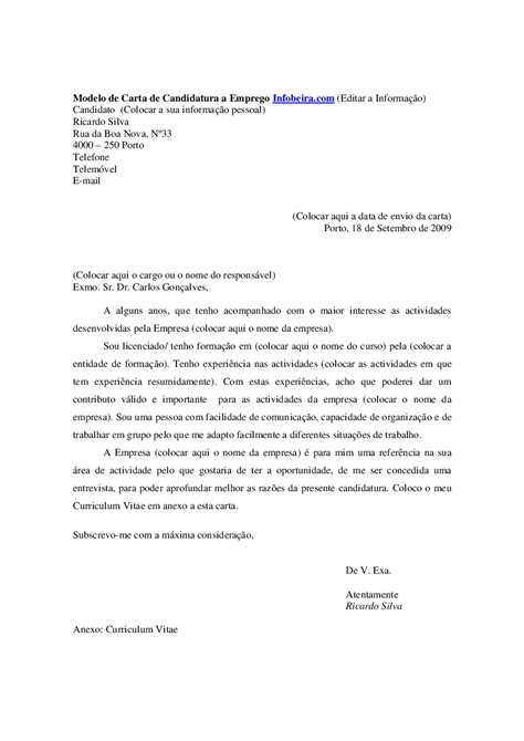 Carta De Candidatura Para O Casino Empregos