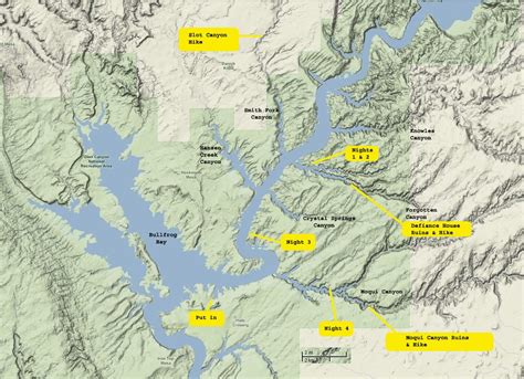 Mapa De Lake Powell Slot Canyons