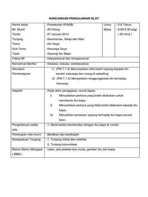 Rancangan Pengajaran Slot Tunjang Kemanusiaan